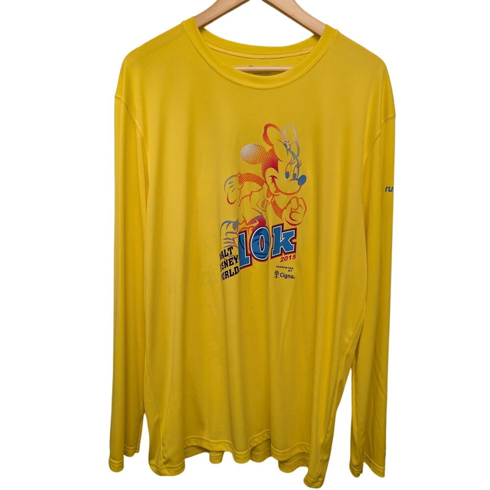 Champion Double Dry World Run Disney World 10K 2015 Minnie Mouse Tee Yellow L/S